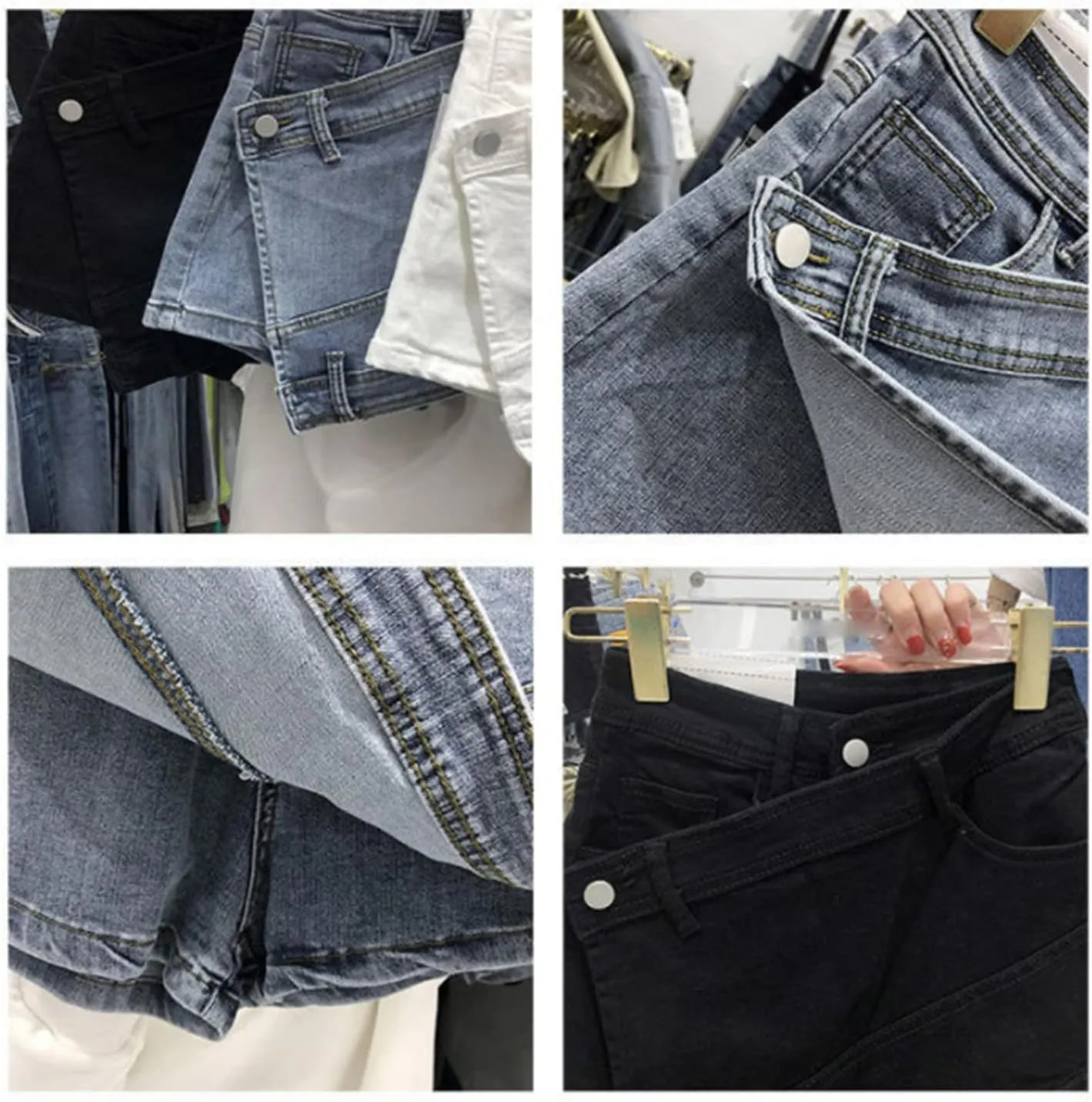 Women's Casual High Waisted Button Front Jean Shorts Denim Wrap Skort Skirt with Pocket Ruffle Trim Denim Skort