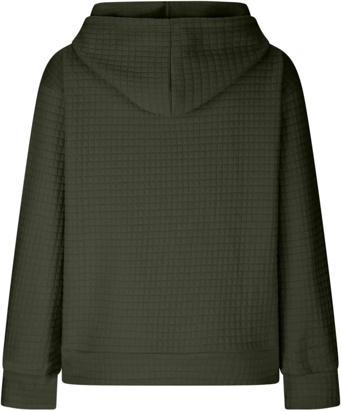 Womens Comfort Hoodies for Anxiety Casual Long Sleeve Drawstring Waffle Pullover Loose Hooded Sweatshirt with Pocket