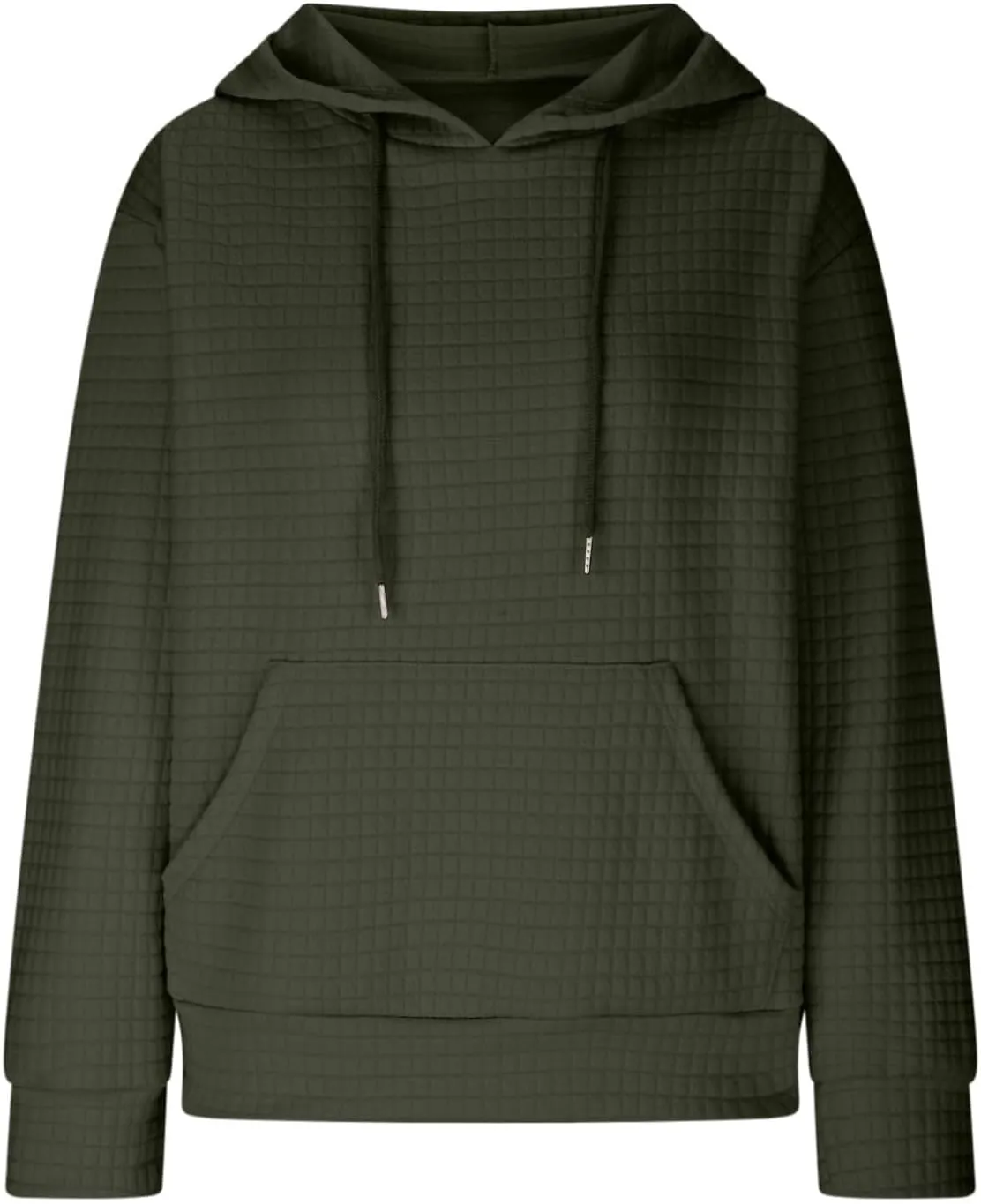 Womens Comfort Hoodies for Anxiety Casual Long Sleeve Drawstring Waffle Pullover Loose Hooded Sweatshirt with Pocket