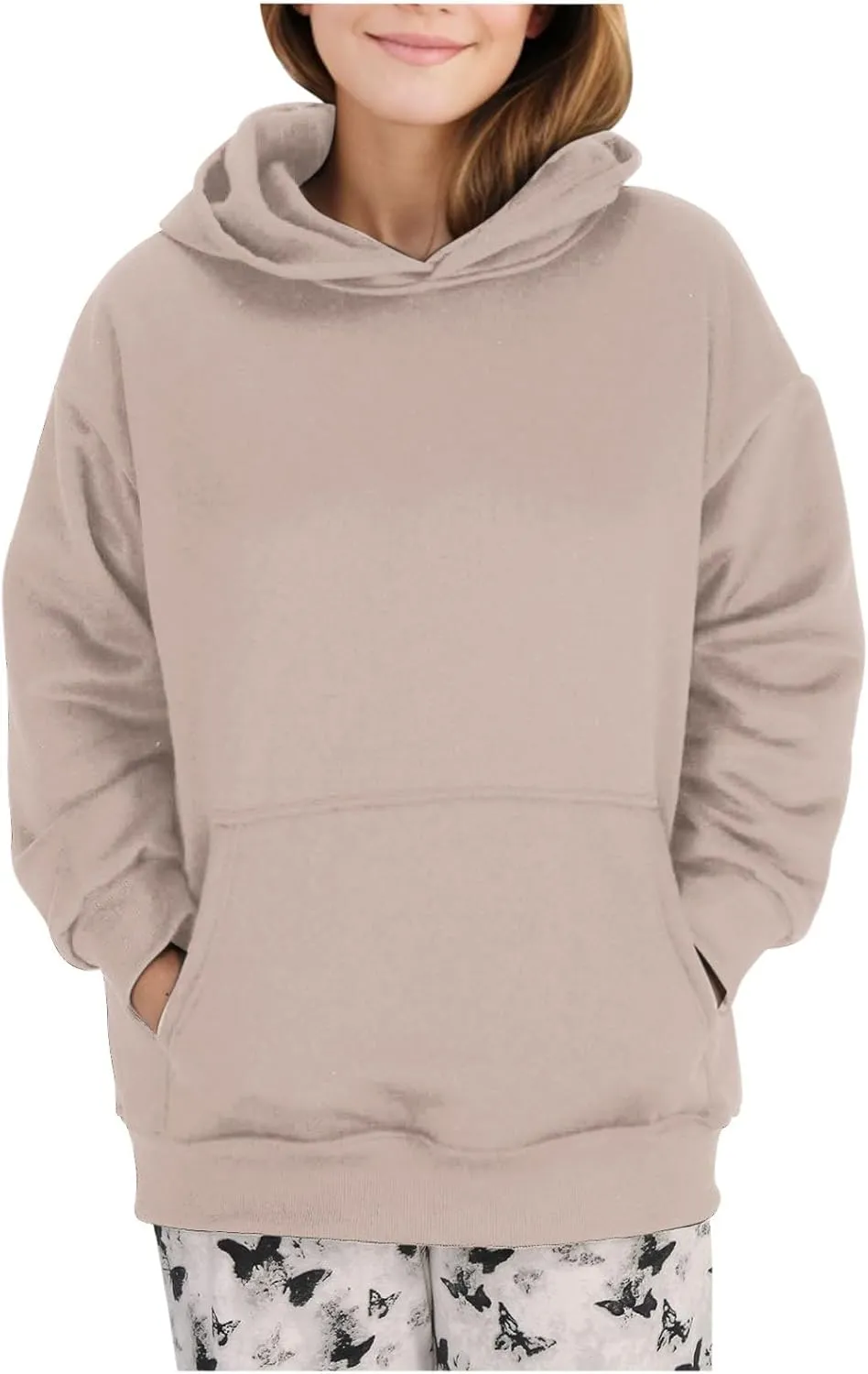 Womens Hoodies Oversized Sweatshirts Pullover Fleece Sweaters Long Sleeve With Pockets Winter Fall Outfits Y2k Clothes