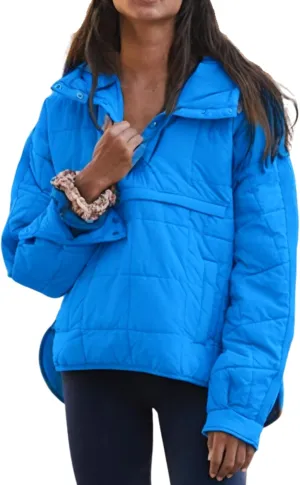 Women's Pullover Puffer Jacket Hooded Oversized Lightweight Quilted Jacket Winter Warm Padded Coat