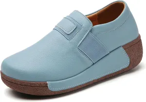 Women's Round Toe Platform Wedge Slip Resistant Loafers Casual Comfort Non-Slip Orthopedic Walking Shoes Sneaker with Arch Support