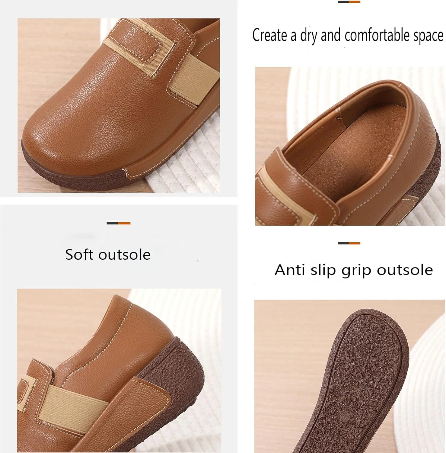 Women's Round Toe Platform Wedge Slip Resistant Loafers Casual Comfort Non-Slip Orthopedic Walking Shoes Sneaker with Arch Support