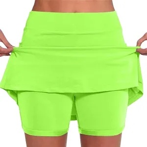 Women's Shorts Skirt Solid Mid-Rise Sports Fitness Casual Layered Shorts Thigh High Casual Exercise Pants 2025