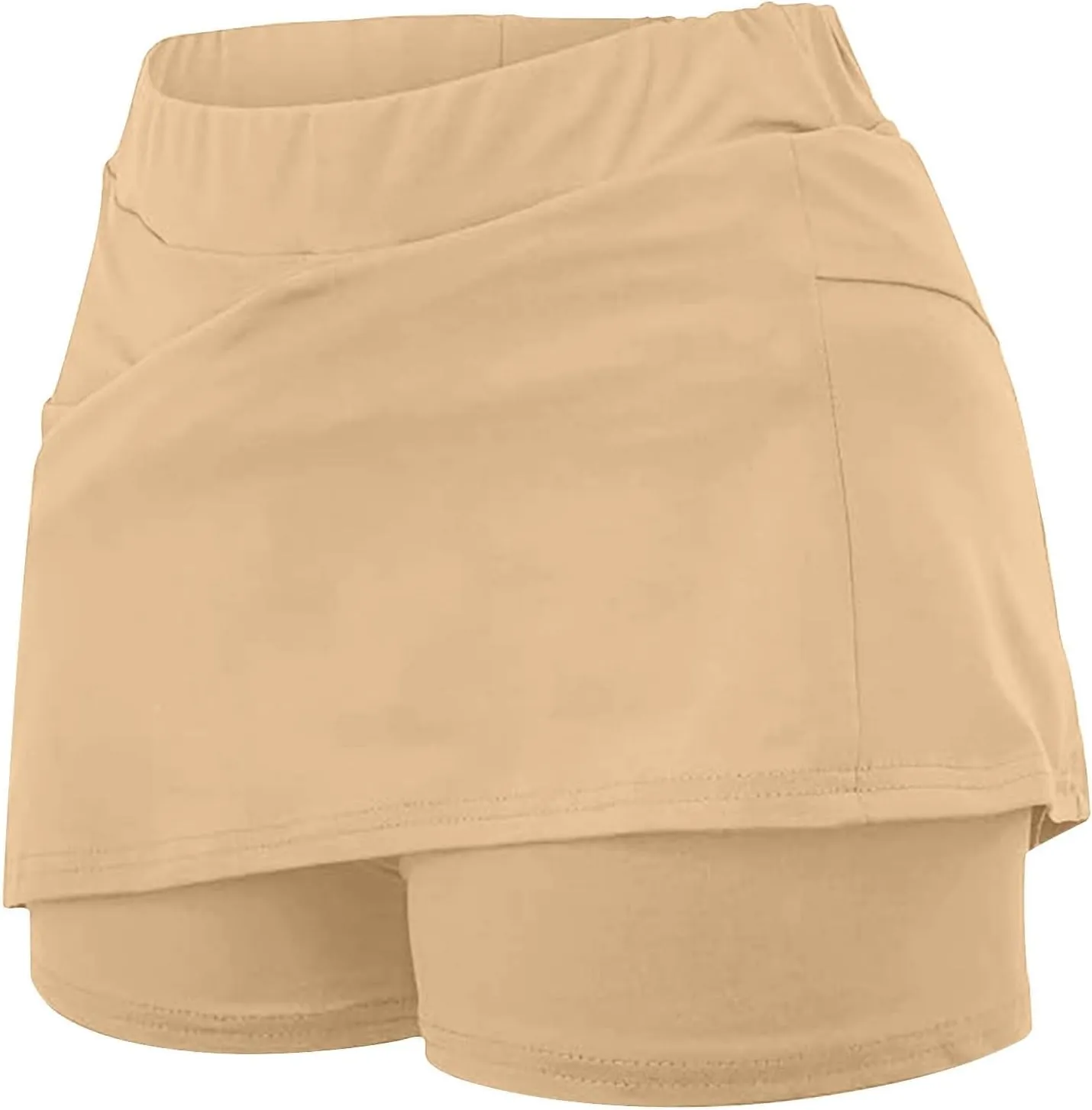 Women's Shorts Skirt Solid Mid-Rise Sports Fitness Casual Layered Shorts Thigh High Casual Exercise Pants 2025