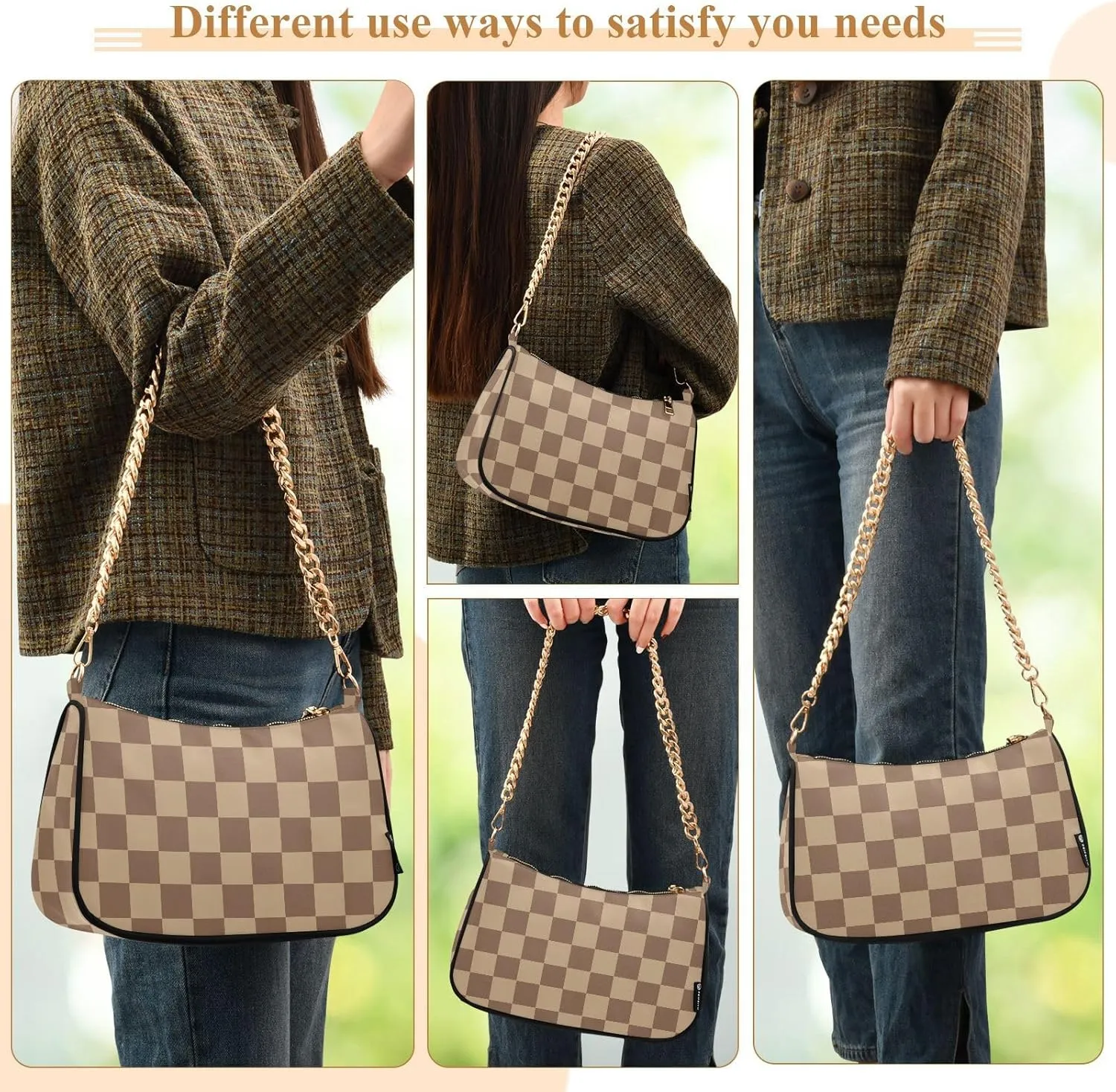 Womens Shoulder Bag Crossbody Purse Hobo Handbag for Ladies Gold Chain