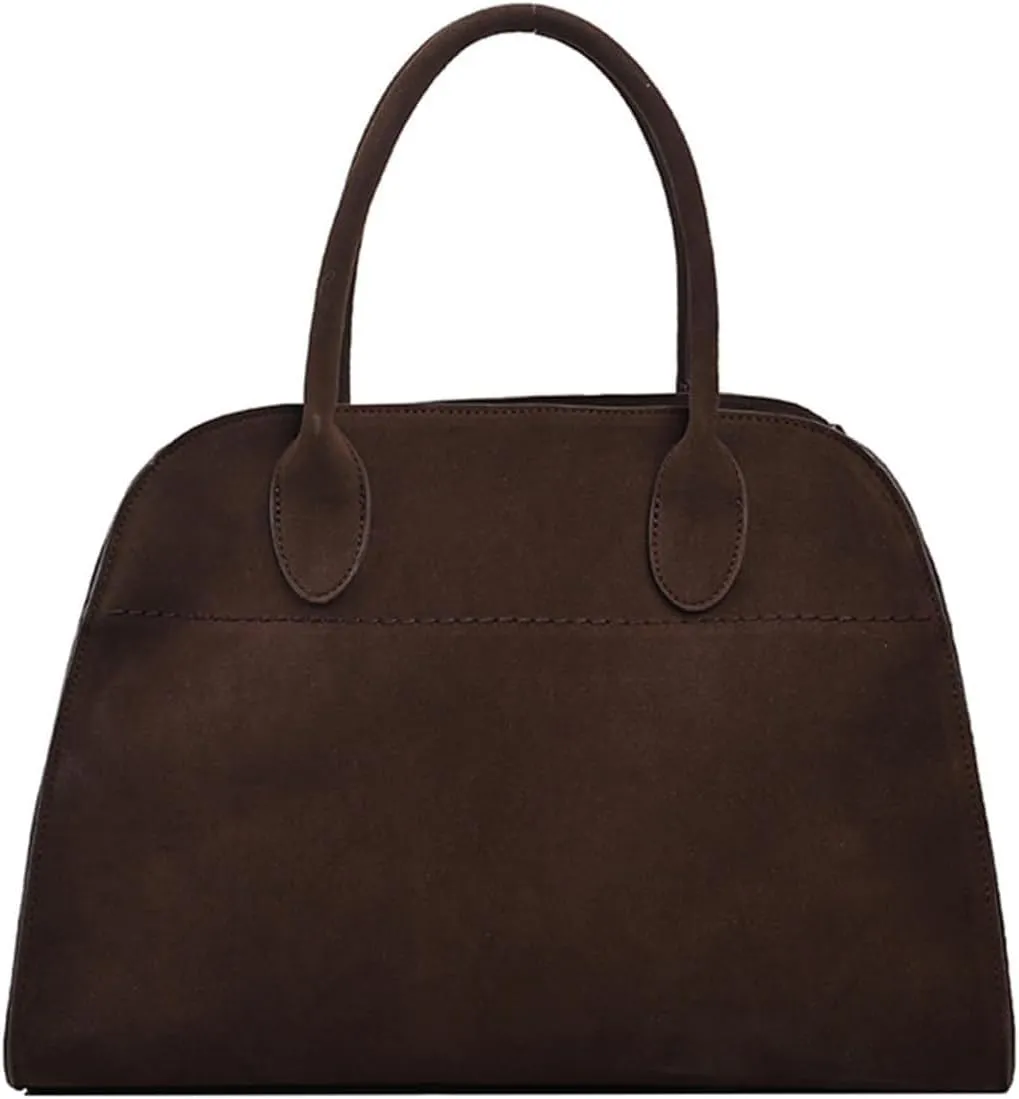 Womens Suede Tote Bag, Faux Leather Tote Bag for Women Vintage Top Handle Bag Fashion Retro Shoulder Satchel Bag (Coffee Color,Small)