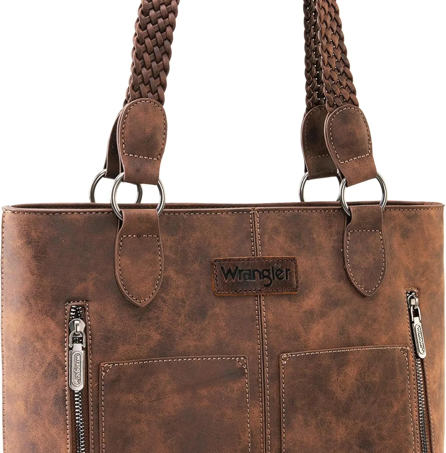 Wrangler Distressed Tote Bag for Women Western Purse Multi Pockets Handbags and Shoulder Bag