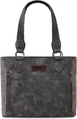 Wrangler Distressed Tote Bag for Women Western Purse Multi Pockets Handbags and Shoulder Bag