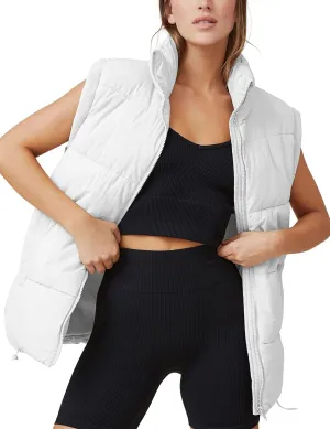 Xiaoxuemeng Womens Puffer Vest Collared Sleeveless Zip Up Padded Gilet Jacket Outwear