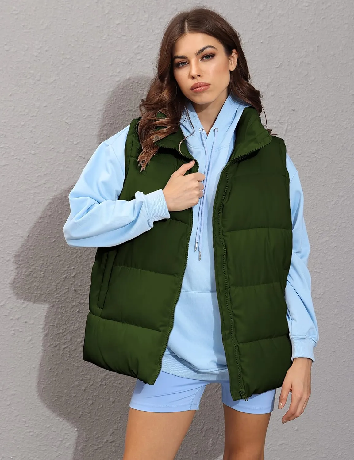 Xiaoxuemeng Womens Puffer Vest Collared Sleeveless Zip Up Padded Gilet Jacket Outwear