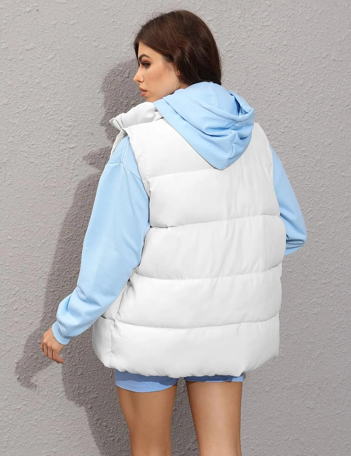 Xiaoxuemeng Womens Puffer Vest Collared Sleeveless Zip Up Padded Gilet Jacket Outwear