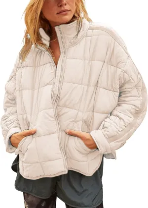 Xiaoxuemeng Womens Quilted Puffer Jacket Zip Up Lightweight Padded Coat Outwear