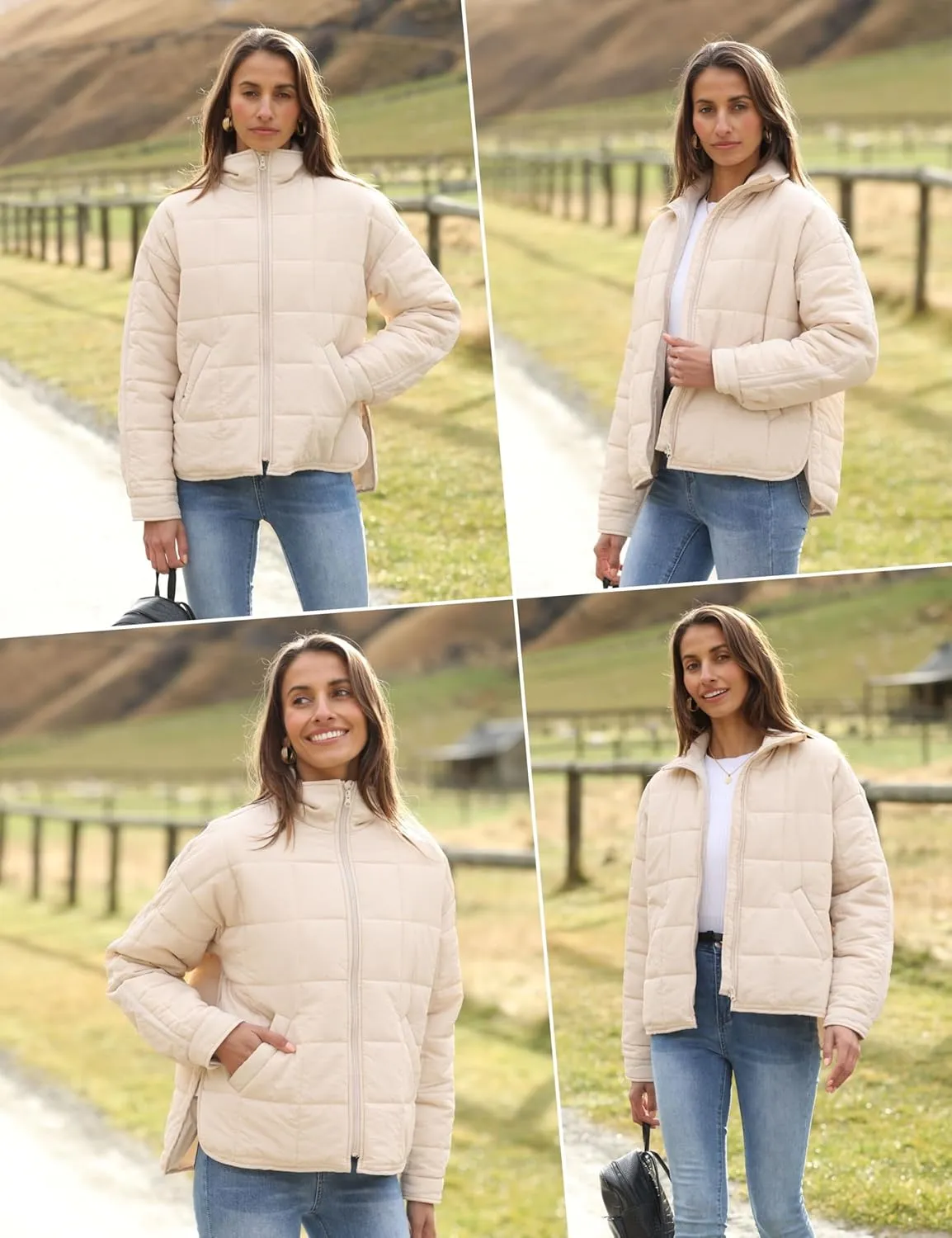 Xiaoxuemeng Womens Quilted Puffer Jacket Zip Up Lightweight Padded Coat Outwear