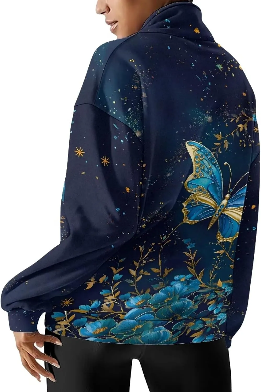 YEXIATODO Oversized Quarter Zip Sweatshirt Women Half Zip Hoodies S-3XL