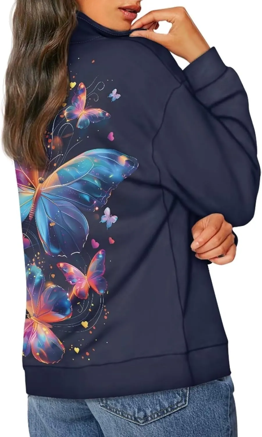 Ystardream Oversized Quarter Zip Sweatshirt Women Half Zip Hoodies S-3XL