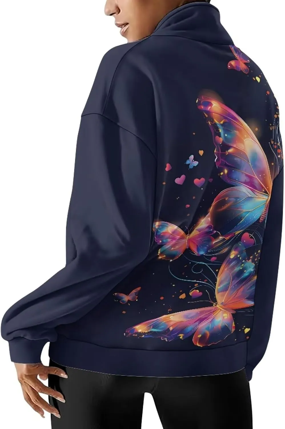 Ystardream Oversized Quarter Zip Sweatshirt Women Half Zip Hoodies S-3XL